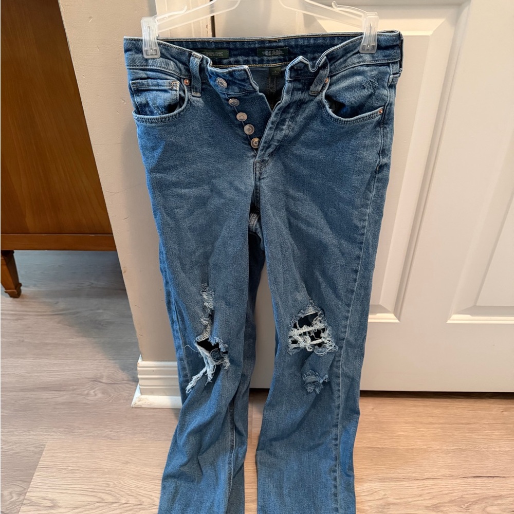 Wild Fable Blue Distressed Straight Leg Jeans